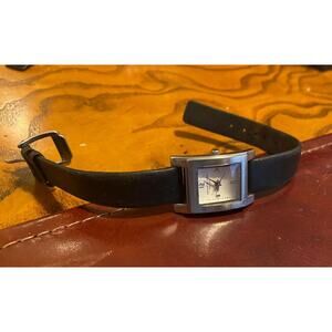 women's 20mm Kenneth Cole New York Watch, Brushed metal Case, Black Leather Band